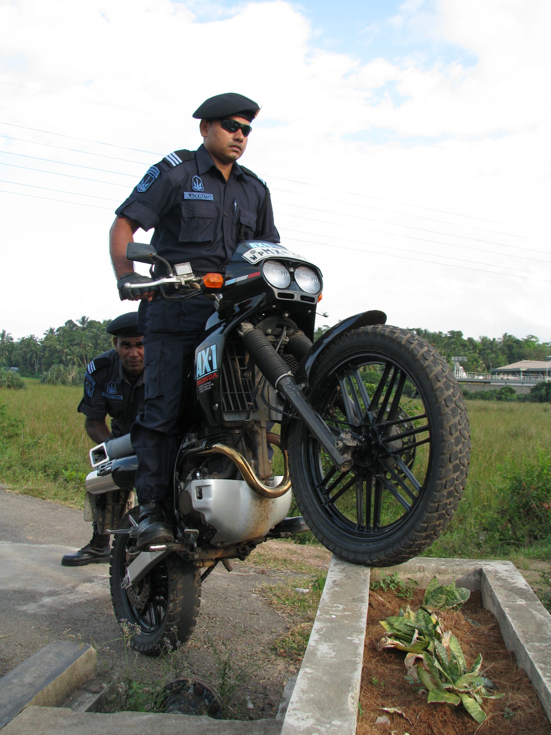 Security guard on motorcycle
